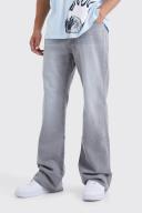 Mens Mid Grey Tall Relaxed Rigid Flare Jean