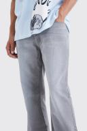 Mens Mid Grey Tall Relaxed Rigid Flare Jean