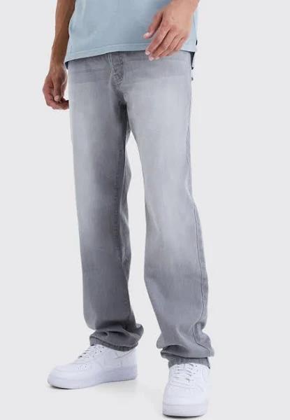 Mens Mid Grey Tall Relaxed Rigid Jean