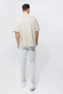 Mens Mid Grey Tall Skinny Stretch Overdyed Stone Wash Jeans