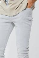 Mens Mid Grey Tall Skinny Stretch Overdyed Stone Wash Jeans