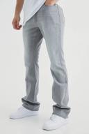 Mens Mid Grey Tall Slim Rigid Flare Jean