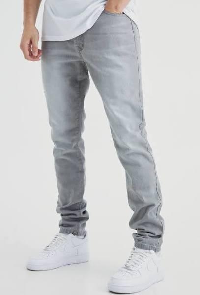 Mens Mid Grey Tall Slim Rigid Jean