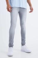 Mens Mid Grey Tall Super Skinny Stretch Jean