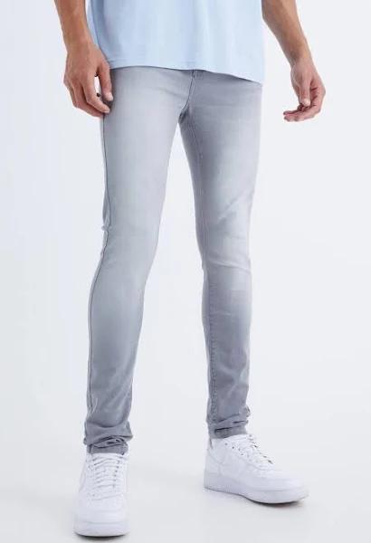 Mens Mid Grey Tall Super Skinny Stretch Jean