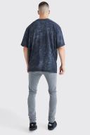 Mens Mid Grey Tall Super Skinny Stretch Ripped Knee Jeans