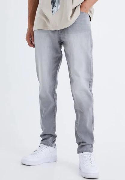 Mens Mid Grey Tall Tapered Rigid Jean