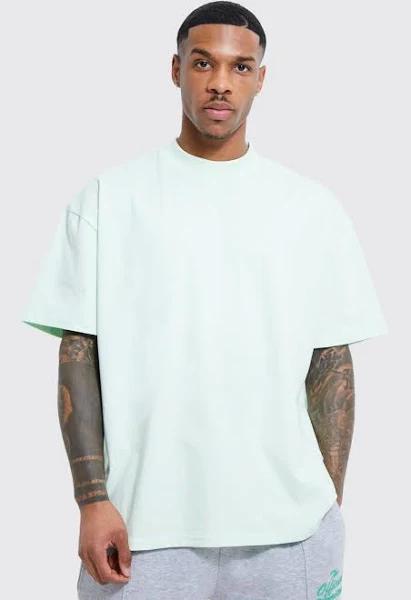 Mens Mint Oversized Heavyweight Extended Neck T-Shirt