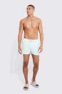 Mens Mint Short Length Pintuck Swim Shorts