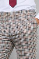 Mens Mocha Slim Check Suit Trousers