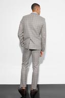 Mens Mocha Slim Double Breasted Check Suit Jacket