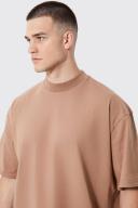 Mens Mocha Tall Oversized Extended Neck Heavyweight T-Shirt