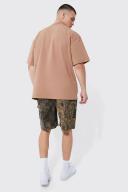 Mens Mocha Tall Oversized Extended Neck Heavyweight T-Shirt