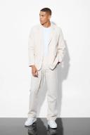 Mens Natural Single Breasted Relaxed Linen Suit Jacket