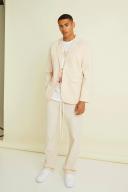 Mens Natural Single Breasted Relaxed Linen Suit Jacket