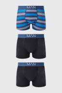 Mens Navy 3 Pack Stripe Boxers