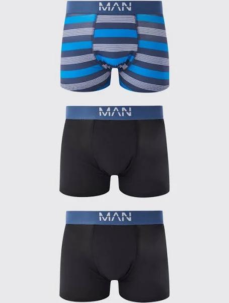 Mens Navy 3 Pack Stripe Boxers