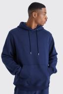 Mens Navy Basic Over The Head Hoodie