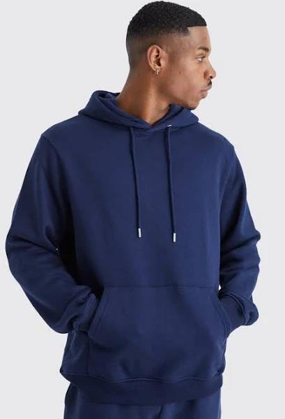 Mens Navy Basic Over The Head Hoodie