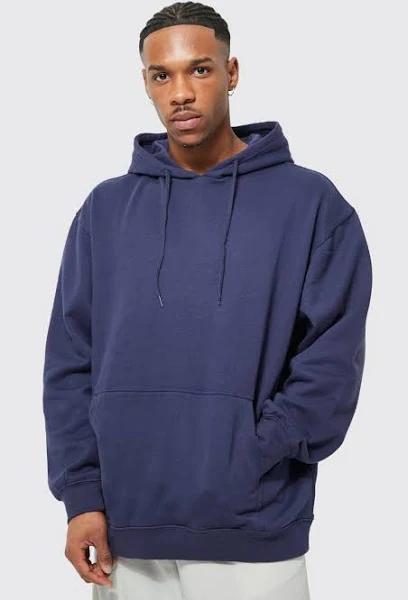 Mens Navy Basic Oversized Fit Hoodie