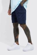 Mens Navy Elastic Waist Relaxed Ripstop Cargo Short