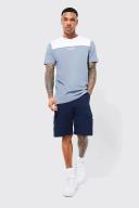Mens Navy Fixed Waist Relaxed Ripstop Cargo Short