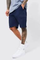 Mens Navy Fixed Waist Relaxed Ripstop Cargo Short