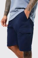 Mens Navy Fixed Waist Relaxed Ripstop Cargo Short