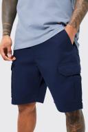 Mens Navy Fixed Waist Relaxed Ripstop Cargo Short