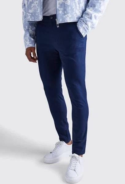 Mens Navy Fixed Waist Skinny Chino Trouser