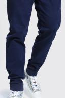 Mens Navy Fixed Waist Skinny Fit Chino Trouser