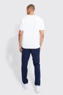 Mens Navy Fixed Waist Slim Chino Trouser