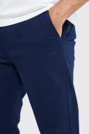 Mens Navy Fixed Waist Slim Chino Trouser