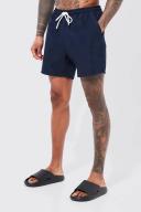 Mens Navy Mid Length Plain Swim Shorts