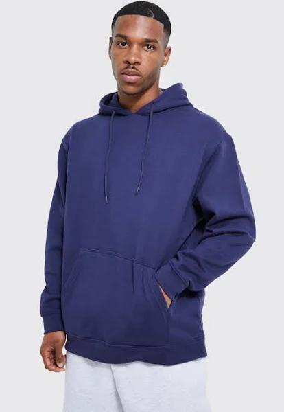 Mens Navy Oversized Basic Hoodie