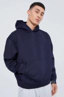 Mens Navy Oversized Boxy Scuba Hoodie