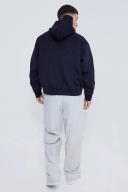 Mens Navy Oversized Boxy Scuba Hoodie