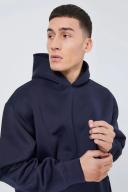 Mens Navy Oversized Boxy Scuba Hoodie
