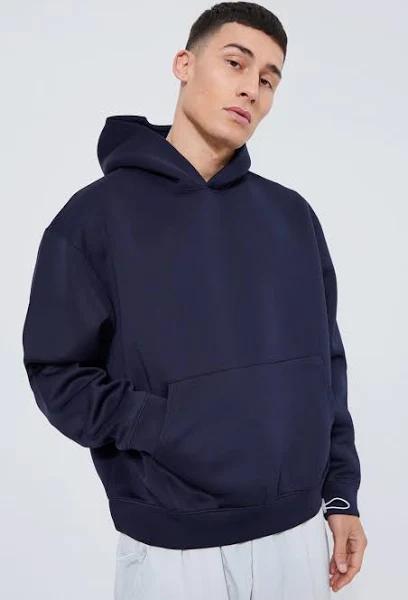 Mens Navy Oversized Boxy Scuba Hoodie