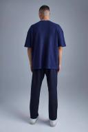 Mens Navy Oversized Heavyweight Waffle T-Shirt