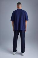 Mens Navy Oversized Heavyweight Waffle T-Shirt