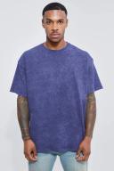 Mens Navy Oversized Washed Floral Pour Homme T-Shirt
