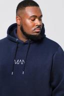 Mens Navy Plus Basic Over The Head Man Dash Hoodie