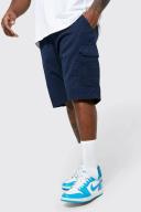 Mens Navy Plus Elastic Waist Cargo Short