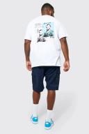 Mens Navy Plus Elastic Waist Cargo Short