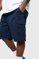 Mens Navy Plus Elastic Waist Cargo Short