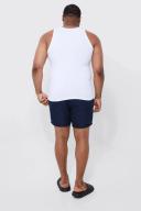 Mens Navy Plus Mid Length Plain Swim Shorts