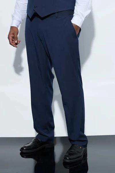 Mens Navy Plus Slim Suit Trousers