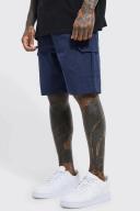 Mens Navy Relaxed Elastic Waist Ripstop Cargo Short