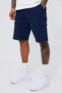 Mens Navy Relaxed Fixed Waist Cargo Short